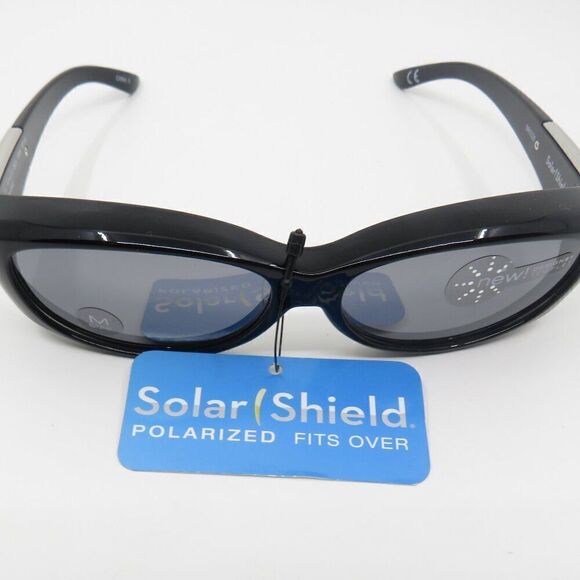 Polarized Solar Shield New Black/Grey Women's Sunglasses - Picture 4 of 7